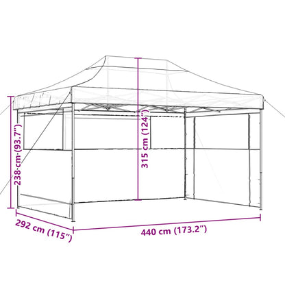 Tenda para festas pop-up dobrável com 3 paredes laterais bege