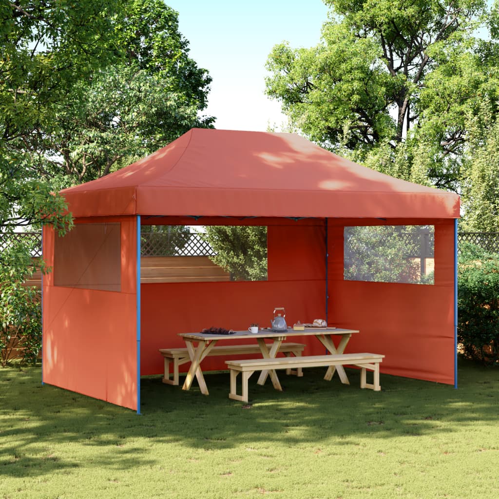 Tenda p/ festas pop-up dobrável 3 paredes laterais terracotta