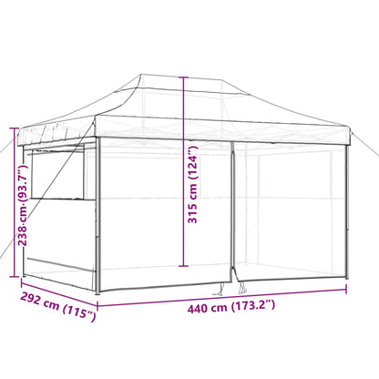 Tenda para festas pop-up dobrável com 4 paredes laterais bege