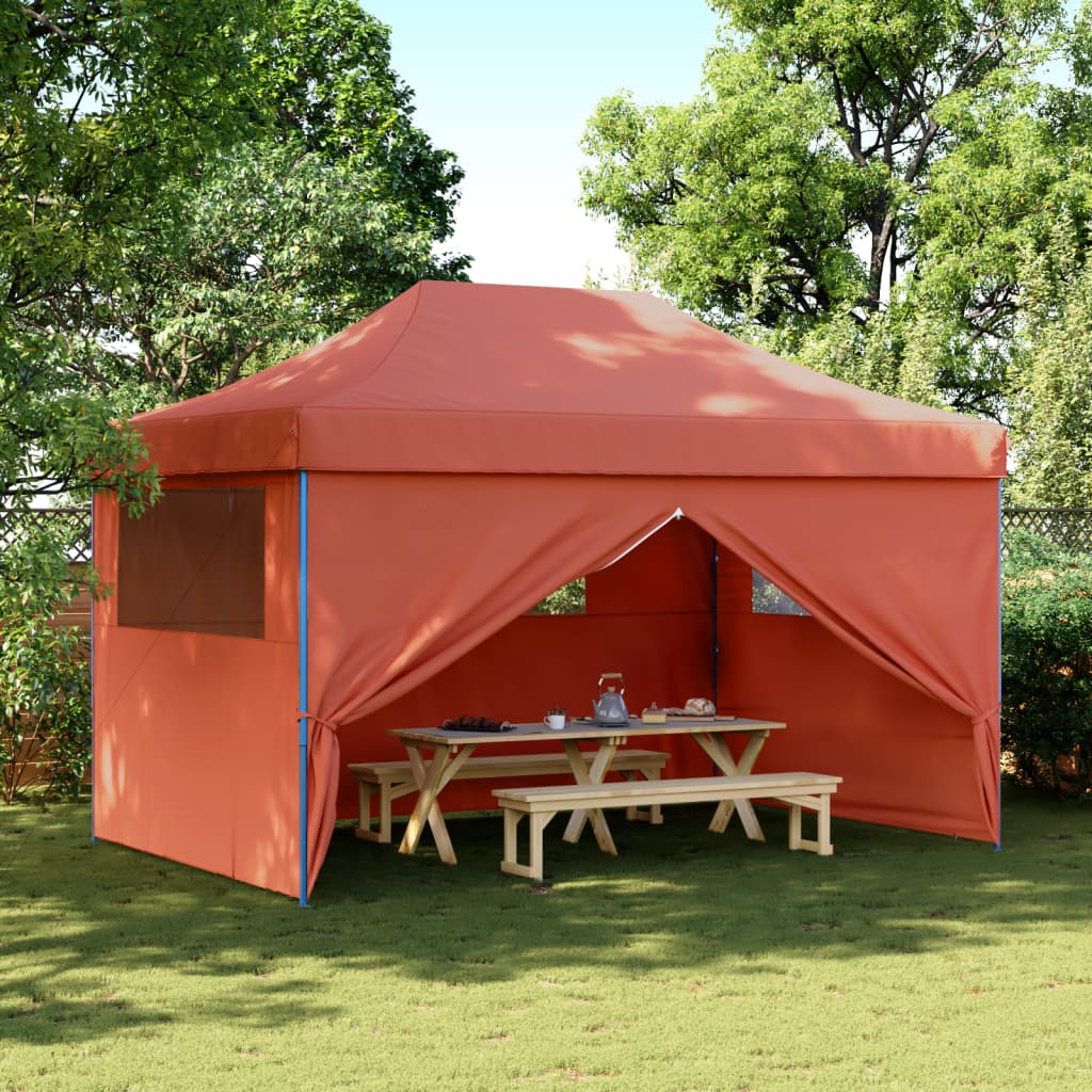 Tenda p/ festas pop-up dobrável 4 paredes laterais terracotta