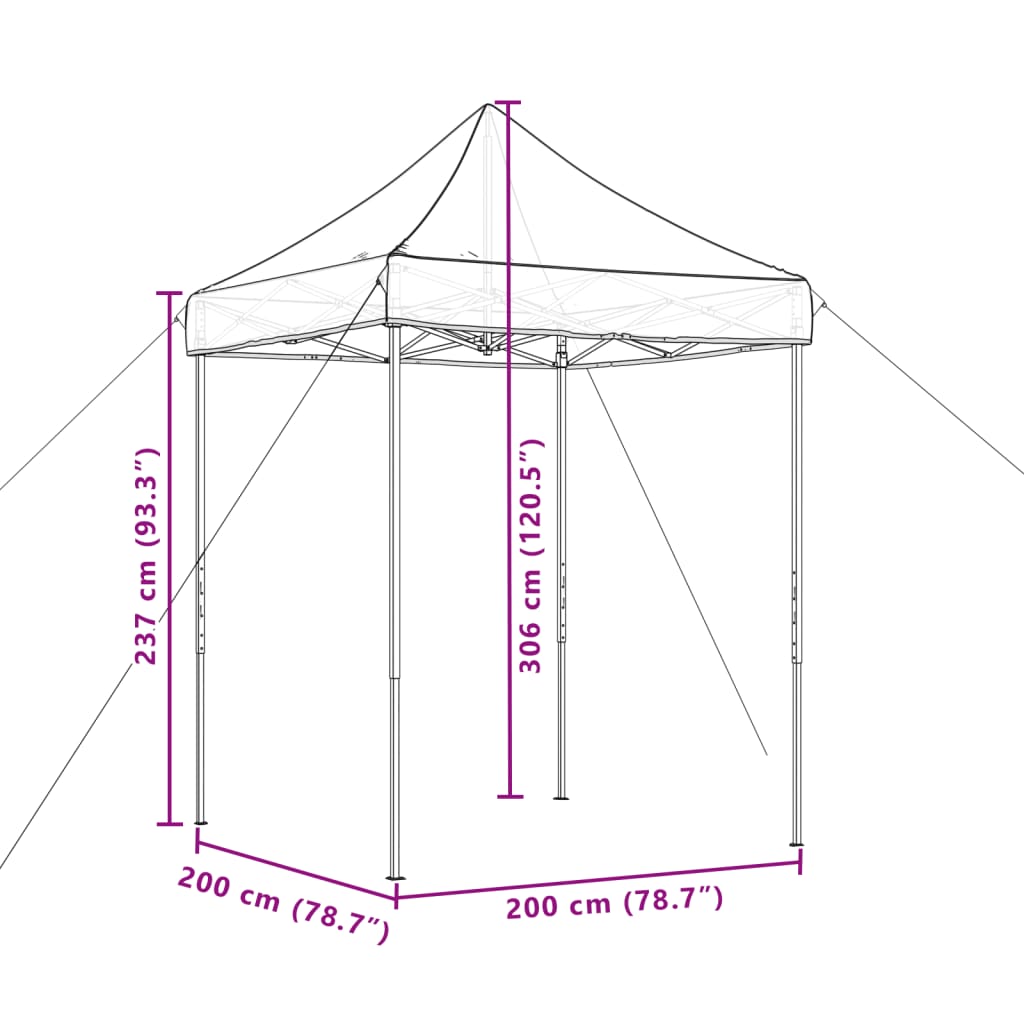 Tenda para festas pop-up dobrável 200x200x306 bege