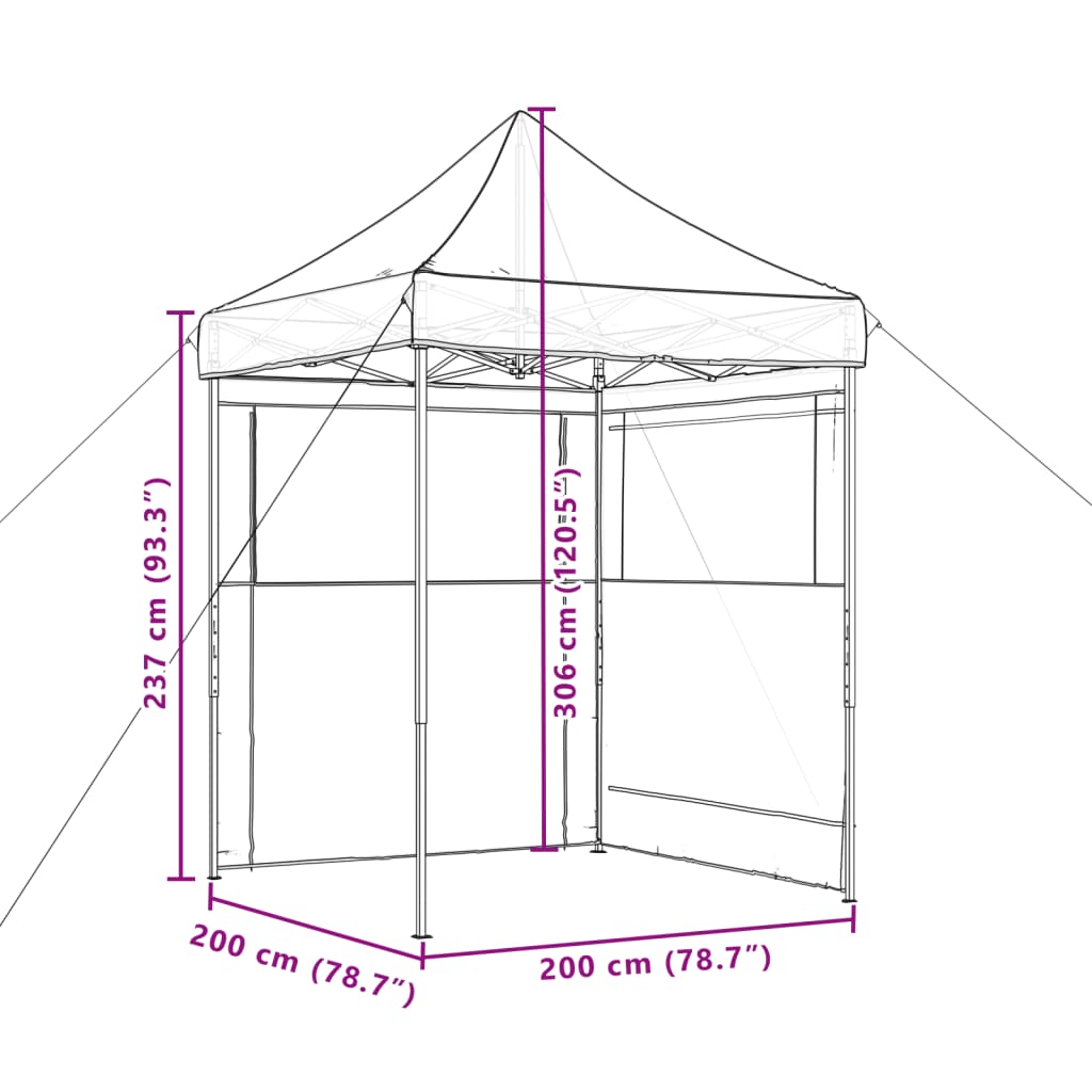 Tenda para festas pop-up dobrável com 2 paredes laterais bege