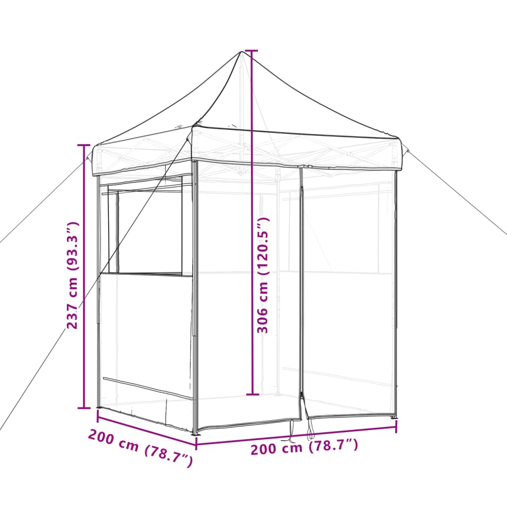 Tenda p/ festas pop-up dobrável 4 paredes laterais terracotta