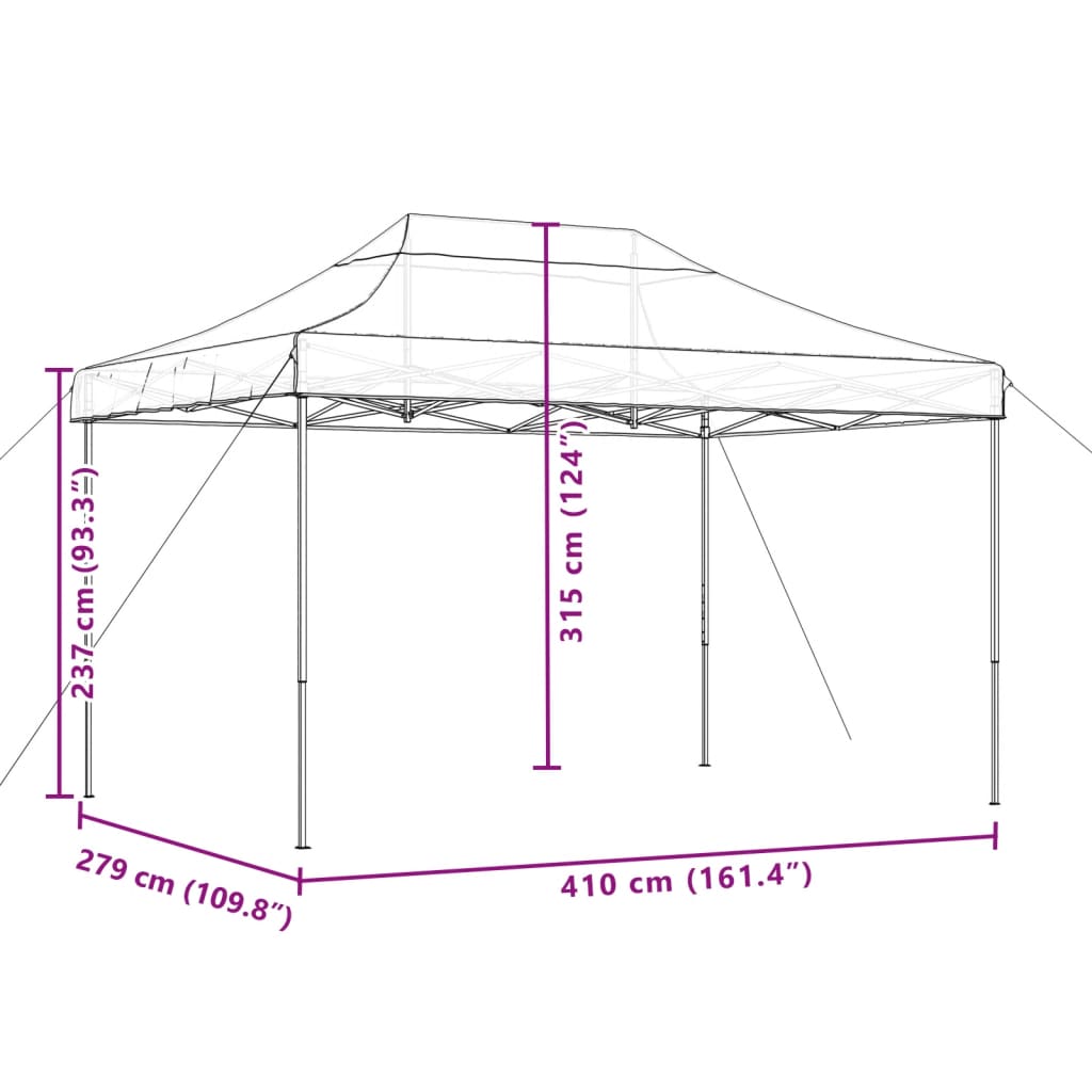 Tenda para festas pop-up dobrável 410x279x315 cm bege