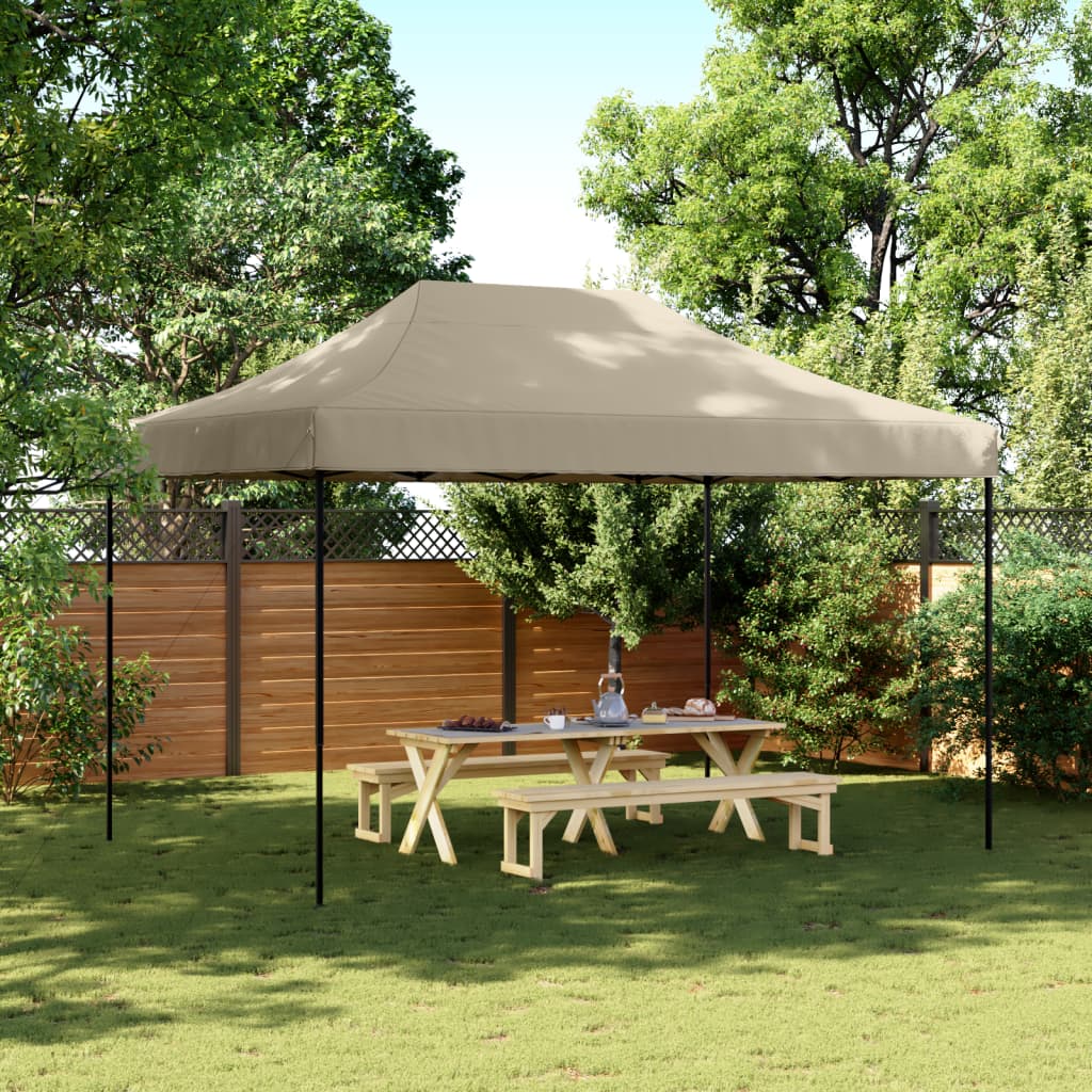 Tenda p/ festas pop-up dobrável 410x279x315cm cinza-acastanhado