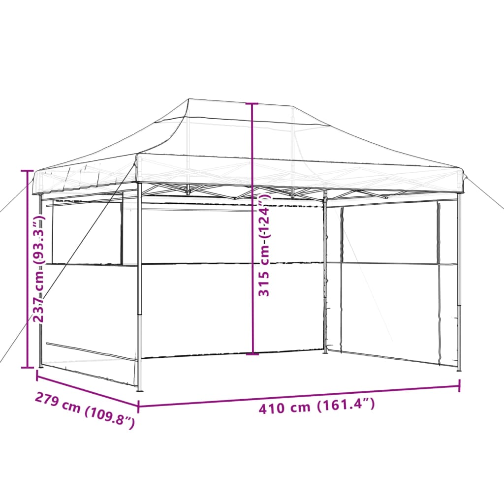 Tenda para festas pop-up dobrável com 3 paredes laterais bege