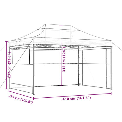 Tenda para festas pop-up dobrável com 3 paredes laterais bege