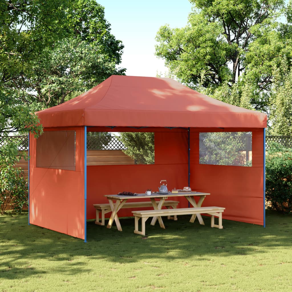 Tenda p/ festas pop-up dobrável 3 paredes laterais terracotta