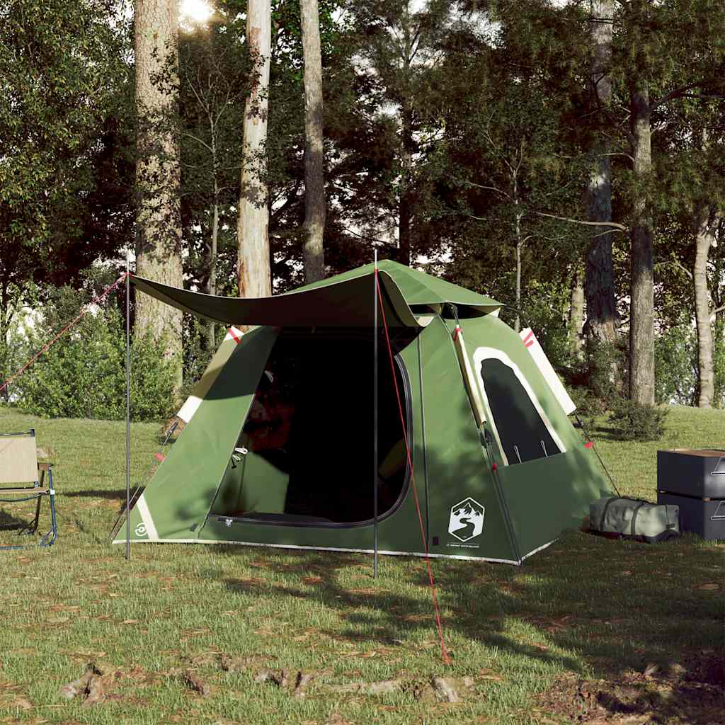 Tenda de campismo cúpula para 4 pessoas libertação rápida verde