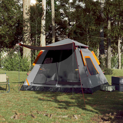 Tenda campismo cúpula 5 pessoas libertação rápida cinza/laranja