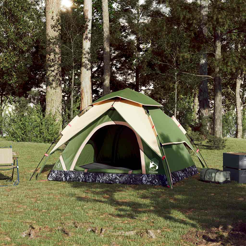 Tenda de campismo cúpula para 3 pessoas libertação rápida verde