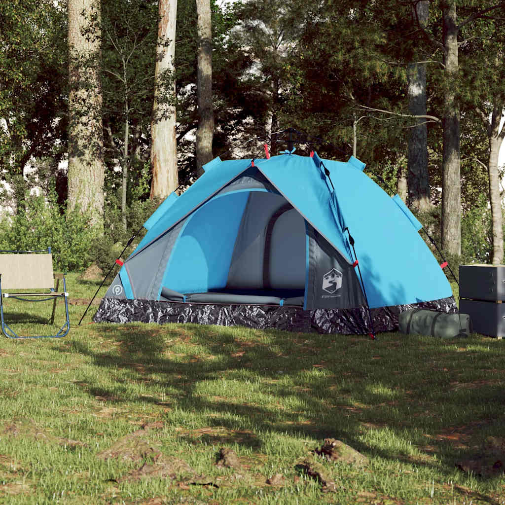 Tenda de campismo cúpula para 3 pessoas libertação rápida azul