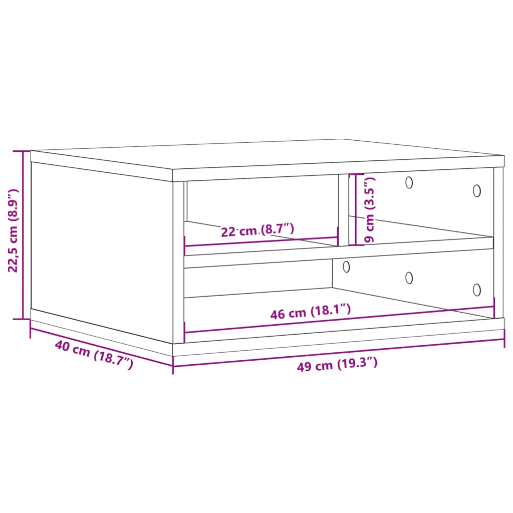 Suporte para impressora 49x40x22,5 cm derivados madeira branco