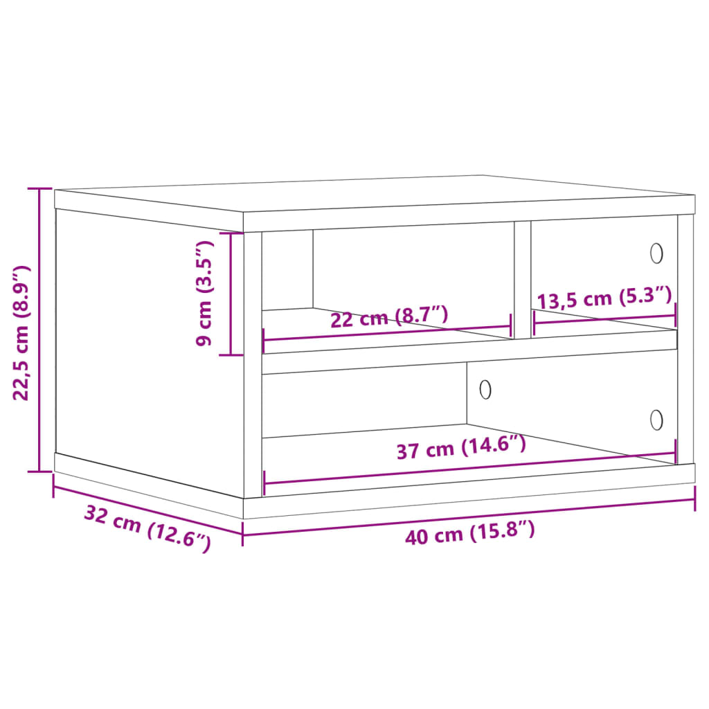 Suporte de impressora 40x32x22,5 cm deriv. madeira cinza sonoma