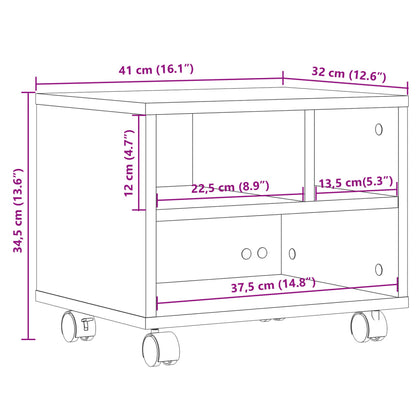 Suporte para impressora com rodas 41x32x34,5 cm carvalho fumado