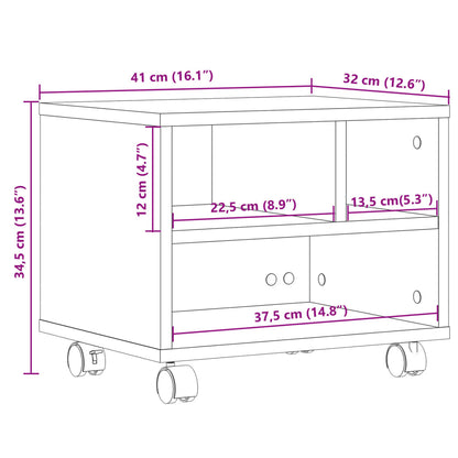 Suporte para impressora com rodas 41x32x34,5 cm cinzento sonoma