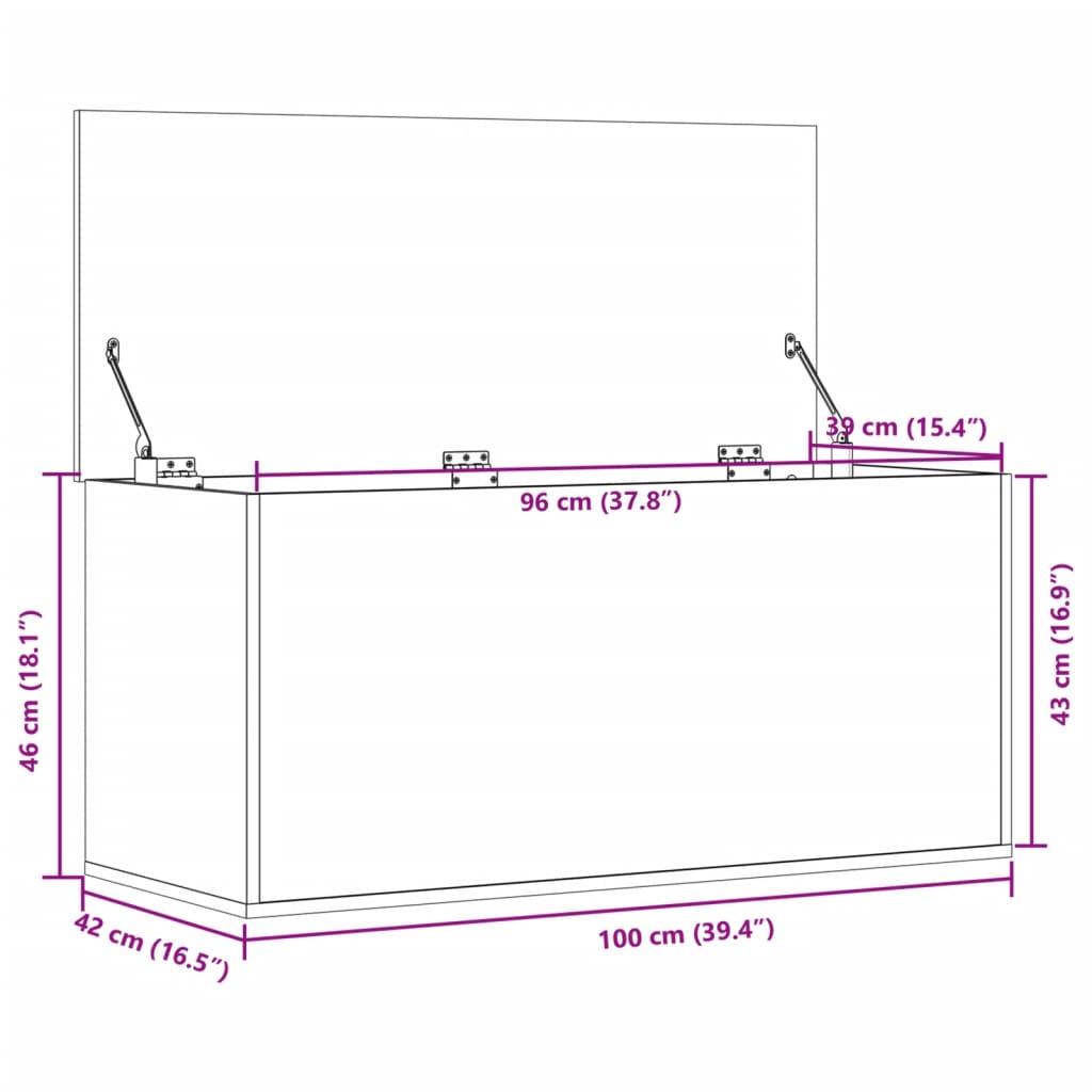 Caixa de arrumação 100x42x46 cm derivados de madeira branco