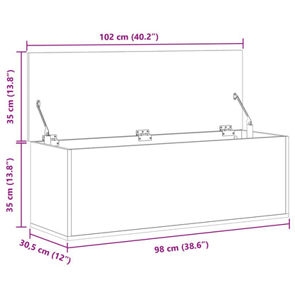 Caixa de arrumação 102x35x35 cm derivados madeira cinza sonoma