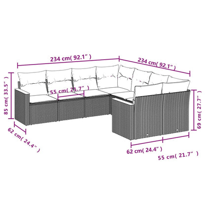 8 pcs conjunto de sofás p/ jardim com almofadões vime PE bege