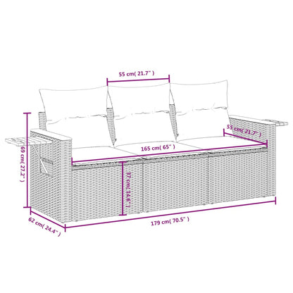 6 pcs conjunto sofás de jardim com almofadões vime cinzento