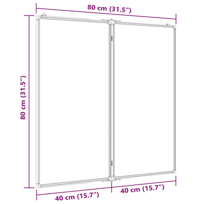 Quadro branco magnético dobrável 80x80x1,7 cm alumínio