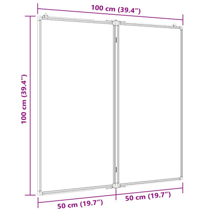 Quadro branco magnético dobrável 100x100x1,7 cm alumínio