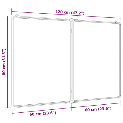 Quadro branco magnético dobrável 120x80x1,7 cm alumínio