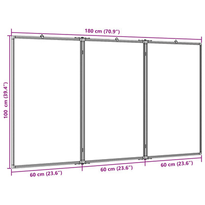 Quadro branco magnético dobrável 180x100x1,7 cm alumínio