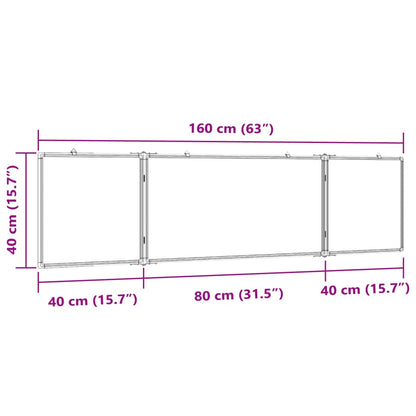 Quadro branco magnético dobrável 160x40x1,7 cm alumínio