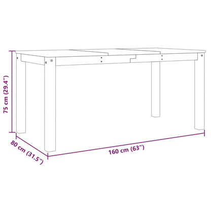 Mesa de jantar Panama 160x80x75 cm pinho maciço branco