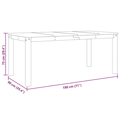 Mesa de jantar Panama 180x90x75 cm pinho maciço cinzento