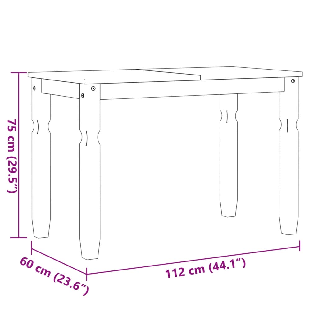 Mesa de jantar Corona 112x60x75 cm madeira de pinho maciça