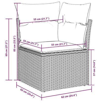 11 pcs conjunto sofás de jardim c/ almofadões vime PE preto