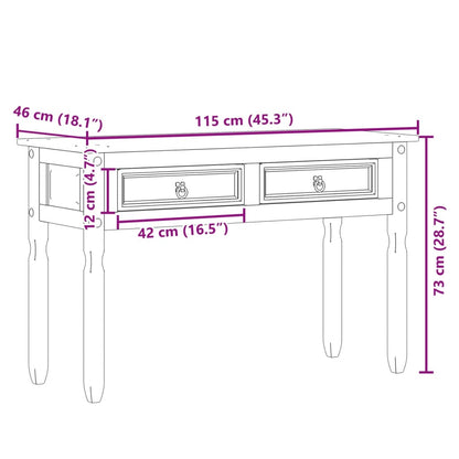 Mesa consola Corona 115x46x73 cm madeira de pinho maciça