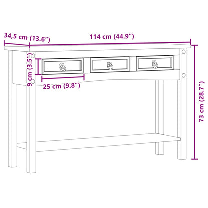 Mesa consola Corona 114x34,5x73 cm madeira de pinho maciça