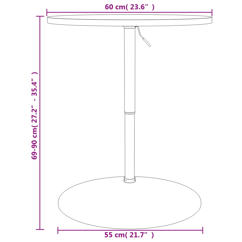 Mesa de bar 60x60x90 cm derivados de madeira/aço cromado branco