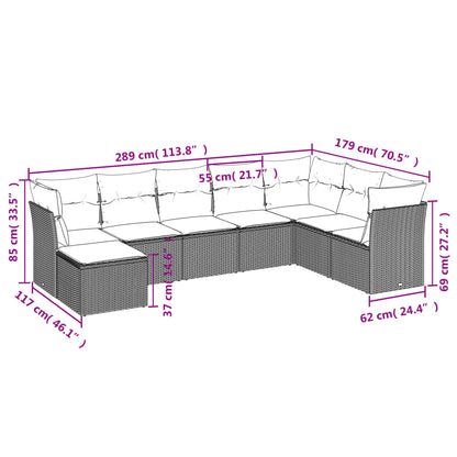 8 pcs conjunto de sofás p/ jardim com almofadões vime PE bege