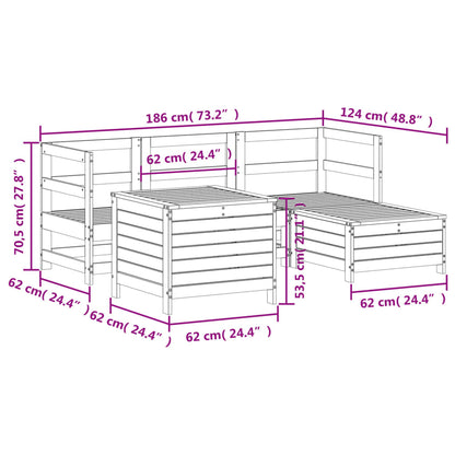 5 pcs conjunto de sofás para jardim madeira de pinho impregnada