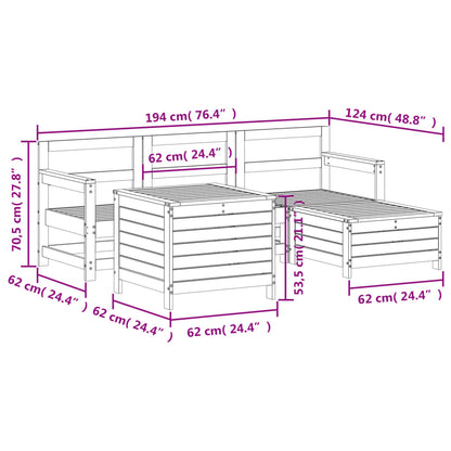 5 pcs conjunto de sofás para jardim madeira de pinho maciça