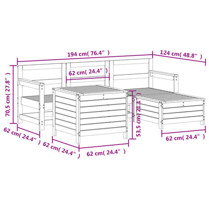 5 pcs conjunto de sofás de jardim madeira pinho maciça branco