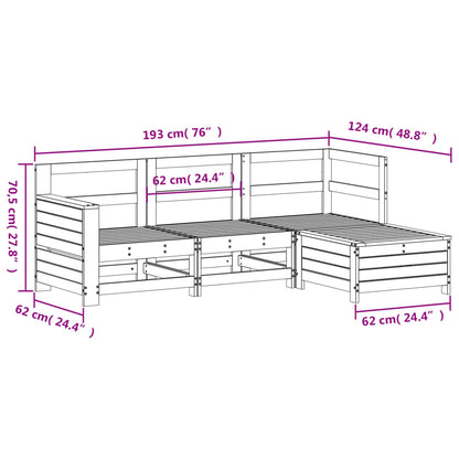 4 pcs conjunto sofás de jardim madeira de pinho maciça