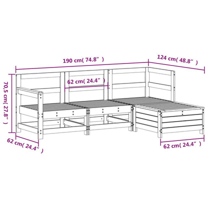 4 pcs conjunto sofás de jardim madeira de pinho maciça