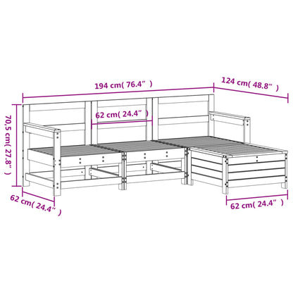 4 pcs conjunto sofás de jardim madeira de pinho impregnada