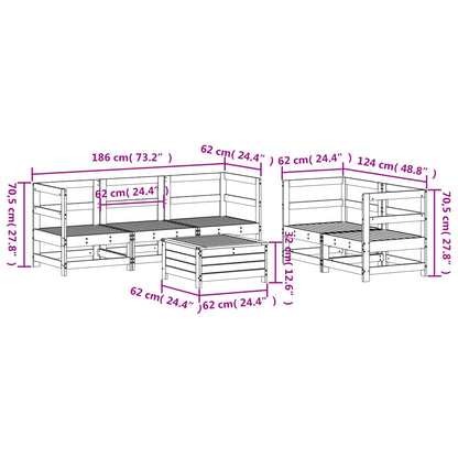 6 pcs conjunto sofás de jardim madeira de pinho maciça branco