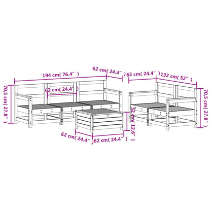 6 pcs conjunto sofás de jardim madeira de pinho maciça