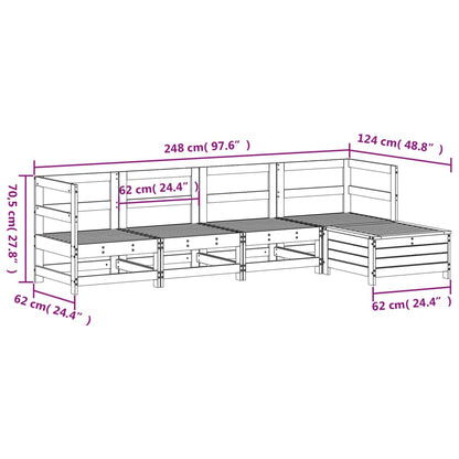 5 pcs conjunto de sofás para jardim madeira de pinho maciça