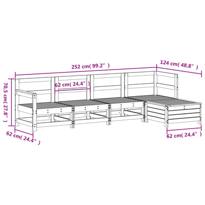 5 pcs conjunto de sofás de jardim madeira pinho maciça branco