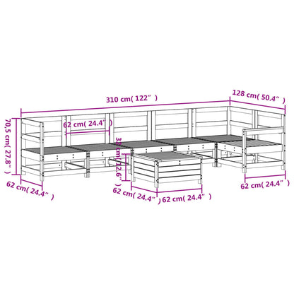 7 pcs conjunto de sofás para jardim madeira de pinho maciça