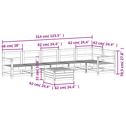 7 pcs conjunto de sofás para jardim pinho maciço branco