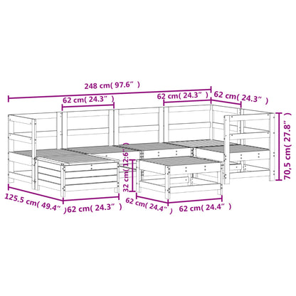 7 pcs conjunto de sofás para jardim pinho maciço branco